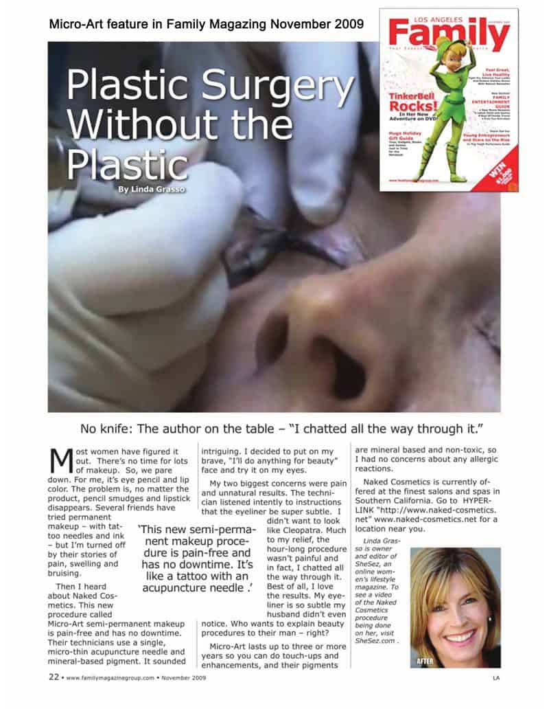 MicroArt Makeup Press in Los Angeles Family Magazine