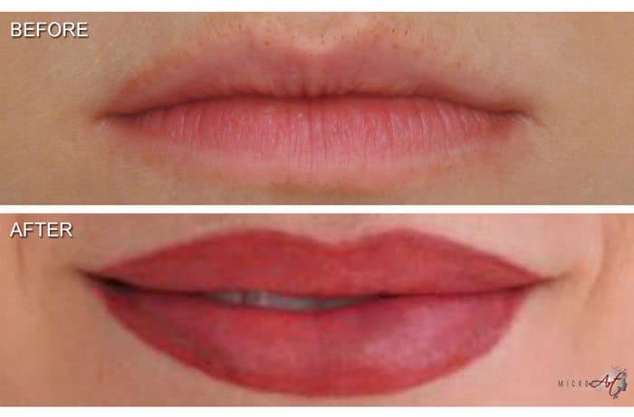 Before and After Photos of MicroArt Semi Permanent Makeup for Lips - an Alternative to Lipstick Tattoo and Permanent Lips